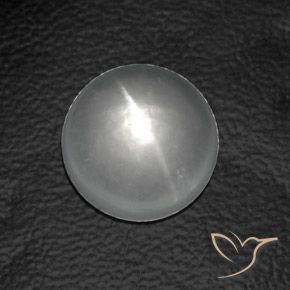 Cuarzo Ojo de Gato Blanco natural de 7.61 ct, Redondo, Transparente
