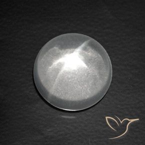 Cuarzo Ojo de Gato Blanco claro natural de 7.63 ct, Redondo, Transparente