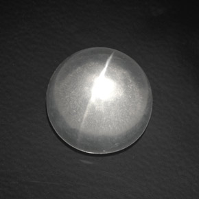 Cuarzo Ojo de Gato Blanco natural de 7.70 ct, Corte Redondo, Transparente