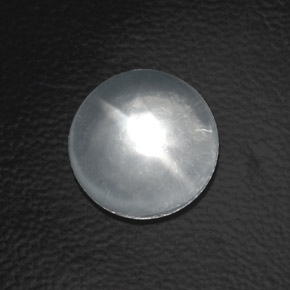 Cuarzo Ojo de Gato Blanco natural de 8.86 ct, Corte Redondo, Transparente