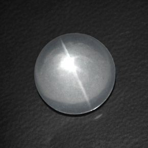Cuarzo Ojo de Gato Blanco natural de 7.77 ct, Corte Redondo, Transparente