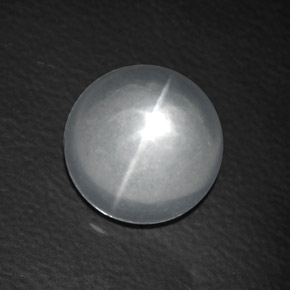 Cuarzo Ojo de Gato Blanco natural de 7.77 ct, Corte Redondo, Transparente