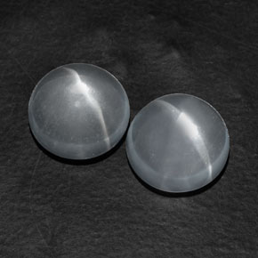 Gemas de Cuarzo Ojo de Gato Blanco claro natural de 11.51 ct, Corte Redondo, Transparente
