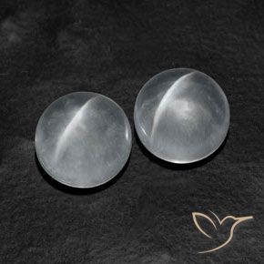 Gemas de Cuarzo Ojo de Gato Blanco claro natural de 9.91 ct, Redondo, Transparente