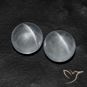 Gemas de Cuarzo Ojo de Gato Blanco claro natural de 9.91 ct, Redondo, Transparente