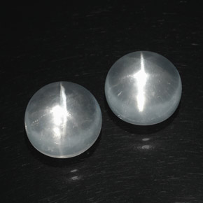 Gemas de quartz cat's eye blanco natural de  ct, corte redondo, transparente