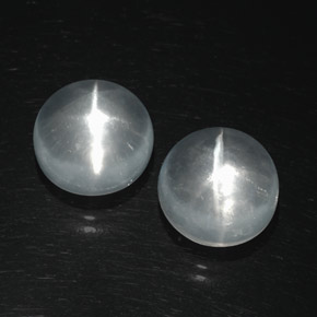 Gemas de quartz cat's eye blanco natural de  ct, corte redondo, transparente
