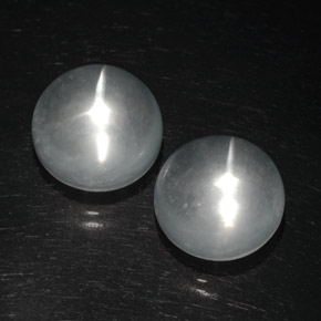Gemas de Cuarzo Ojo de Gato Blanco claro natural de 16.66 ct, Corte Redondo, Transparente