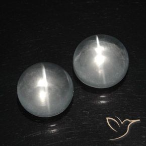 Gemas de Cuarzo Ojo de Gato Blanco claro natural de 12.31 ct, Corte Redondo, Transparente