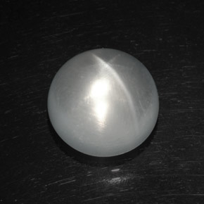 Cuarzo Ojo de Gato Blanco natural de 8.59 ct, Corte Redondo, Transparente