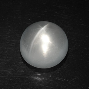 Cuarzo Ojo de Gato Blanco natural de 8.59 ct, Corte Redondo, Transparente