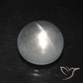 Cuarzo Ojo de Gato Blanco natural de 8.11 ct, Redondo, Transparente