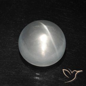 Cuarzo Ojo de Gato Blanco natural de 8.93 ct, Redondo, Transparente