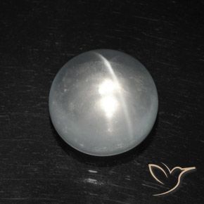 Cuarzo Ojo de Gato Blanco natural de 8.09 ct, Redondo, Transparente