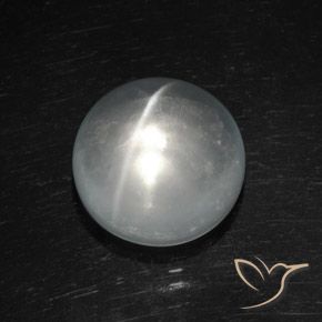 Cuarzo Ojo de Gato Blanco natural de 8.09 ct, Redondo, Transparente