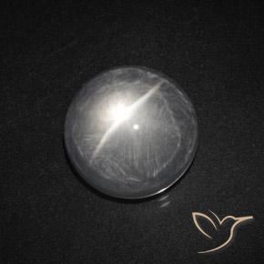 Cuarzo Ojo de Gato Blanco claro natural de 7.98 ct, Redondo, Transparente