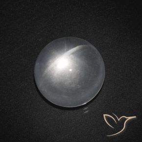Cuarzo Ojo de Gato Blanco claro natural de 7.50 ct, Redondo, Transparente