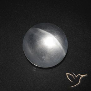 7.59ct Natural Blanco claro Cuarzo Ojo de Gato, Redondo, Transparente