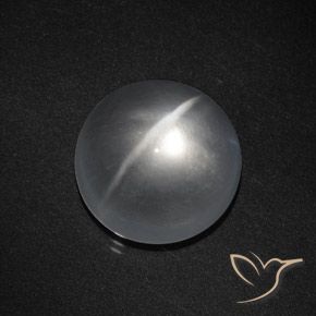8.13ct Natural Blanco claro Cuarzo Ojo de Gato, Redondo, Transparente