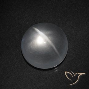 Cuarzo Ojo de Gato Blanco claro natural de 8.13 ct, Redondo, Transparente
