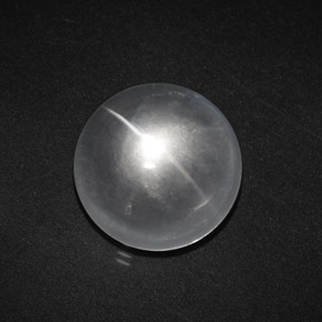 Cuarzo Ojo de Gato Blanco claro natural de 8.87 ct, Corte Redondo, Transparente