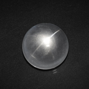 Cuarzo Ojo de Gato Blanco claro natural de 8.87 ct, Corte Redondo, Transparente