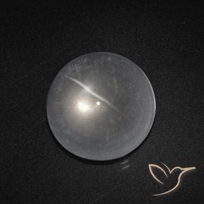 Cuarzo Ojo de Gato Blanco claro natural de 8.70 ct, Redondo, Transparente