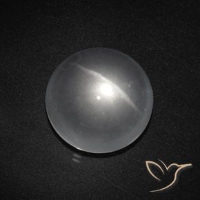 8.43ct Natural Blanco claro Cuarzo Ojo de Gato, Redondo, Transparente