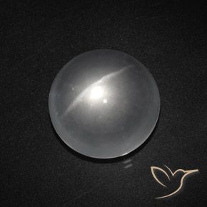 Cuarzo Ojo de Gato Blanco claro natural de 8.43 ct, Redondo, Transparente