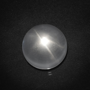 Cuarzo ojo de gato blanco natural de 8,83 ct, corte redondo, transparente