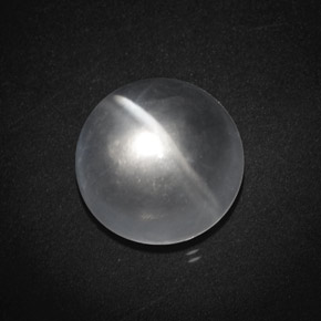 Cuarzo Ojo de Gato Blanco claro natural de 8.56 ct, Corte Redondo, Transparente