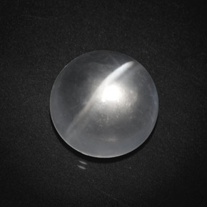 Cuarzo Ojo de Gato Blanco claro natural de 8.56 ct, Corte Redondo, Transparente