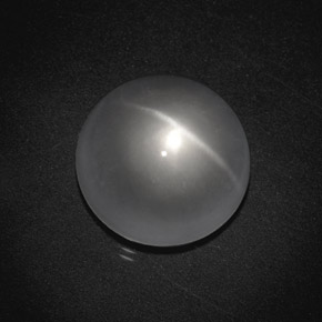 Cuarzo Ojo de Gato Blanco claro natural de 8.93 ct, Corte Redondo, Transparente