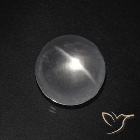 8.50ct Natural Blanco claro Cuarzo Ojo de Gato, Redondo, Transparente