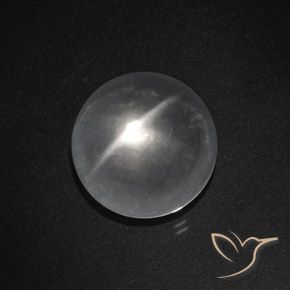 Cuarzo Ojo de Gato Blanco claro natural de 8.50 ct, Redondo, Transparente