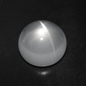 Cuarzo Ojo de Gato Blanco natural de 7.64 ct, Corte Redondo, Transparente