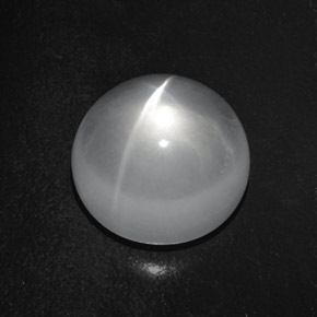 Cuarzo Ojo de Gato Blanco natural de 7.64 ct, Corte Redondo, Transparente