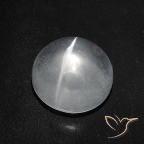 7.56ct Natural Blanco claro Cuarzo Ojo de Gato, Redondo, Transparente