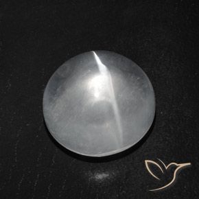 Cuarzo Ojo de Gato Blanco claro natural de 7.56 ct, Redondo, Transparente