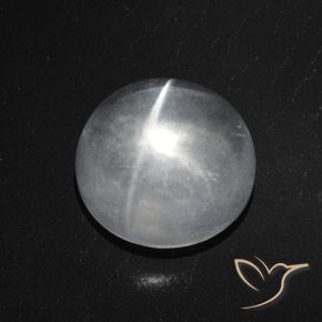 7.71ct Natural Blanco claro Cuarzo Ojo de Gato, Redondo, Transparente