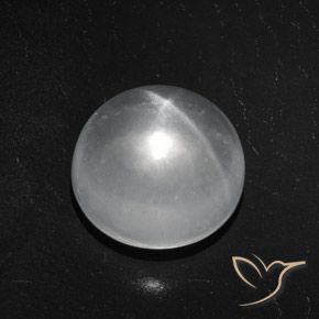 7.03ct Natural Blanco claro Cuarzo Ojo de Gato, Redondo, Transparente