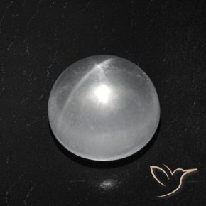 Cuarzo Ojo de Gato Blanco claro natural de 7.03 ct, Redondo, Transparente