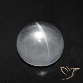 Cuarzo Ojo de Gato Blanco claro natural de 7.51 ct, Redondo, Transparente