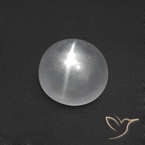 Cuarzo Ojo de Gato Blanco claro natural de 7.97 ct, Redondo, Transparente