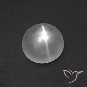 Cuarzo Ojo de Gato Blanco claro natural de 7.97 ct, Redondo, Transparente