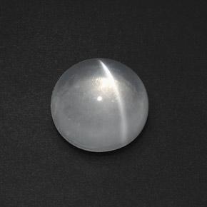 Cuarzo Ojo de Gato Blanco claro natural de 7.73 ct, Corte Redondo, Transparente