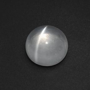 Cuarzo Ojo de Gato Blanco claro natural de 7.73 ct, Corte Redondo, Transparente