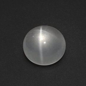 Quartz cat's eye blanco natural de 7,54 ct, corte redondo, transparente