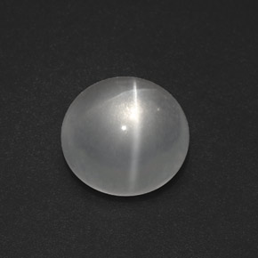 Quartz cat's eye blanco natural de 7,54 ct, corte redondo, transparente