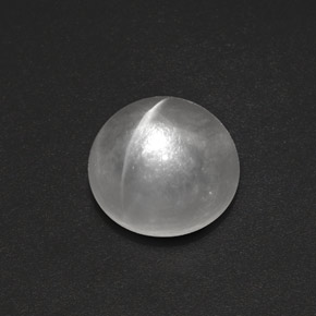 Quartz cat's eye blanco natural de 7,19 ct, corte redondo, transparente